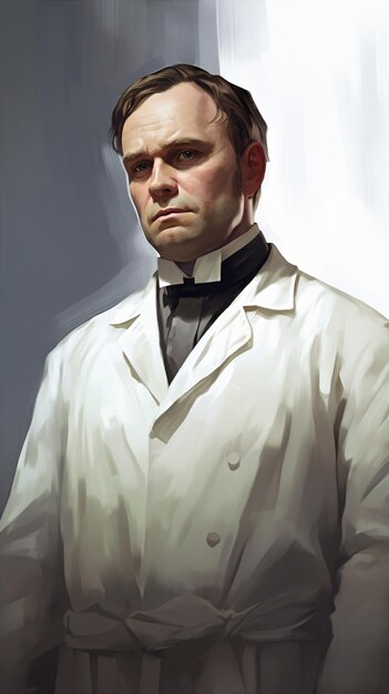 Photo a man in a white coat and bow tie