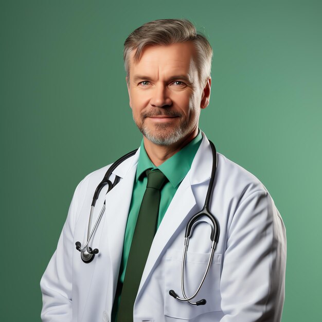 Photo a man in a white coat with a stethoscope around his neck