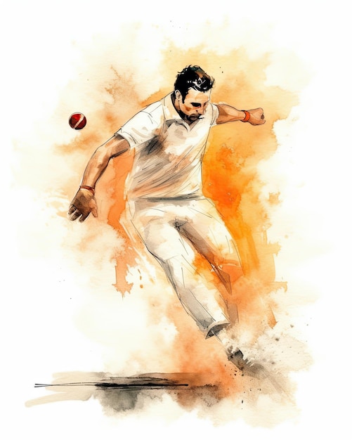 A man in white is playing cricket and has a ball in his hand.