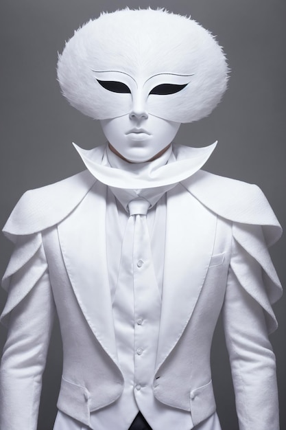 A man in a white mask with a white face and a white mask.