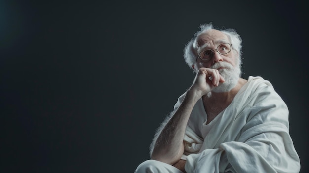 Man in White Robe Sitting on Chair