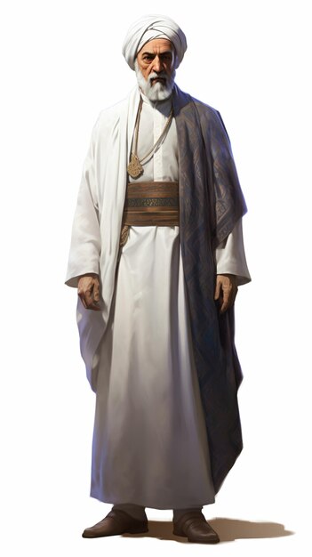 a man in a white robe and a white turban