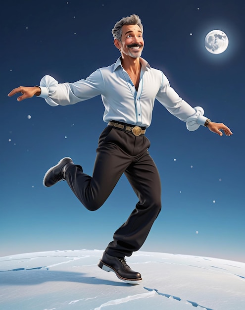 a man in a white shirt and black pants is jumping in the air
