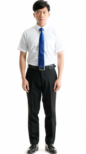 Man in White Shirt and Blue Tie