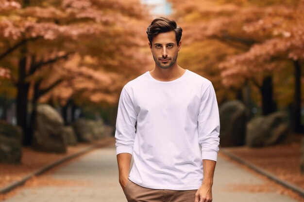 Man in White Shirt and Brown Pants