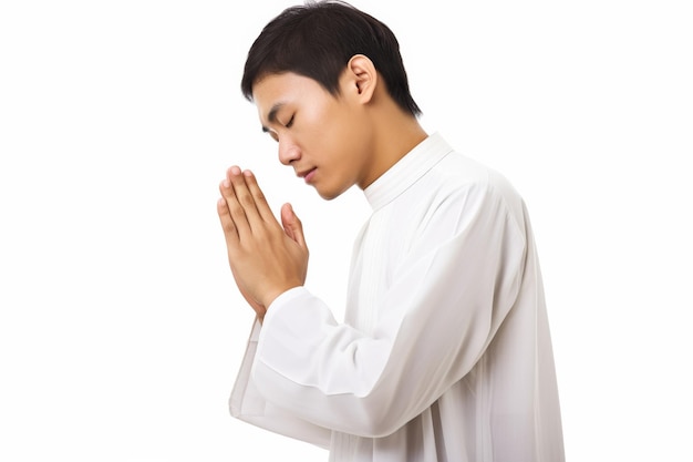 Man in White Shirt Praying