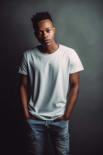 A man in a white shirt stands in front of a grey background.