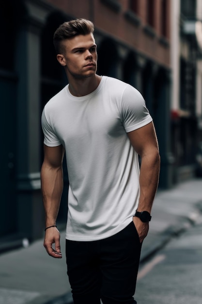 A man in a white shirt