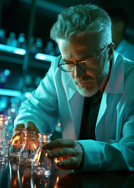 A man in a white suit is pouring a liquid into a glass.