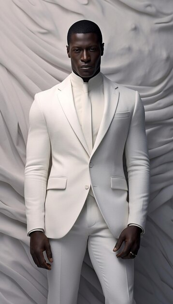 a man in a white suit and a white shirt