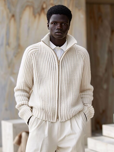 Photo a man in a white sweater