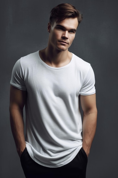 A man in a white t - shirt and a white t - shirt