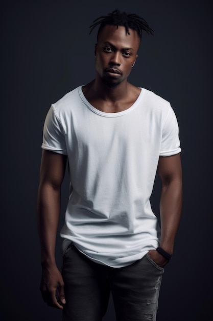 Premium AI Image | A man in a white t - shirt with a black man in a ...