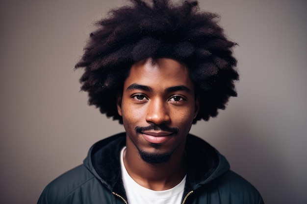 A man with a afro and a hoodie
