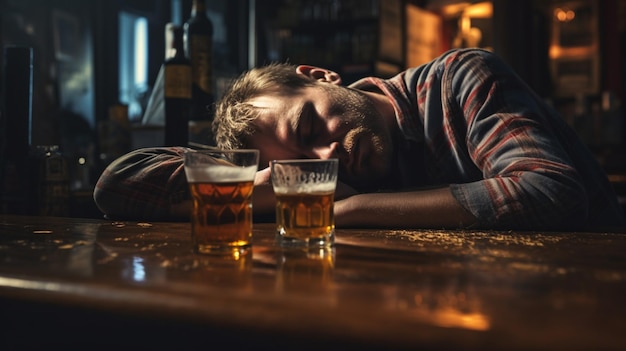 Photo man with alcohol drink and whiskey