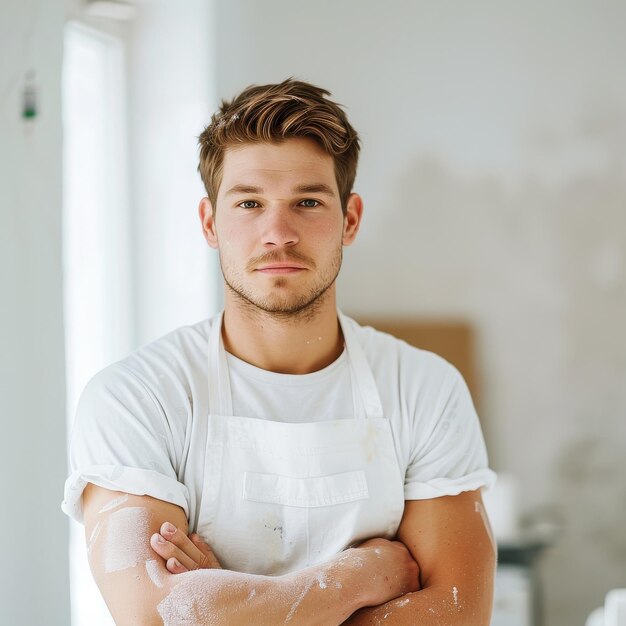 Man With Arms Crossed in Kitchen