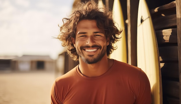 Man with athletic body on the beach on a sunny day