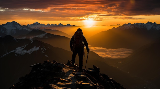 Premium AI Image | man with backpack in the mountains