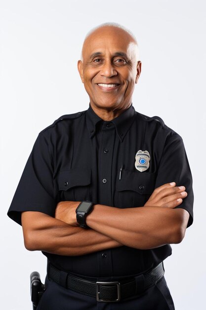 a man with a badge on his shirt is smiling