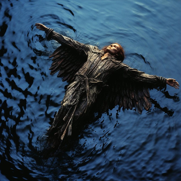 a man with a bald eagle in the water