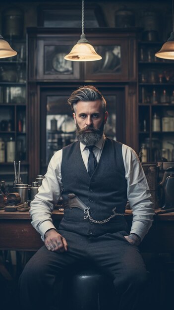 A man with a beard barber barbershop