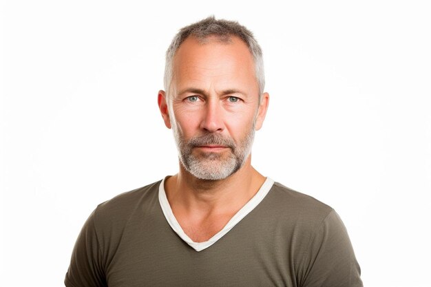 Photo a man with a beard and a beard is wearing a brown shirt