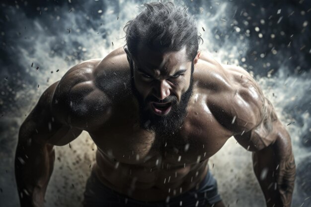 A man with a beard and beard standing in the rain