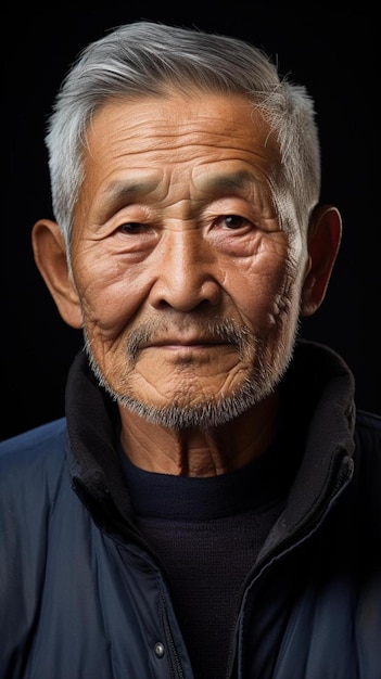 a man with a beard and a black jacket on his head