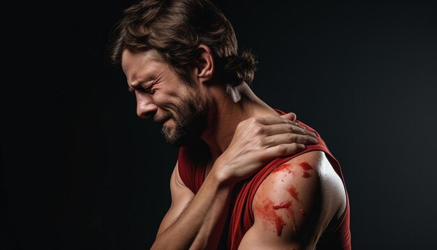 Photo a man with a beard and a bloody face