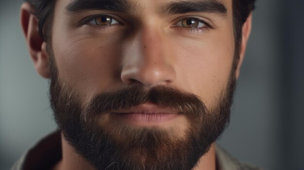 Foto uomo con la barba e gli occhi marroni