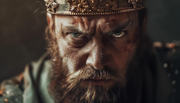 A man with a beard and a crown on his head