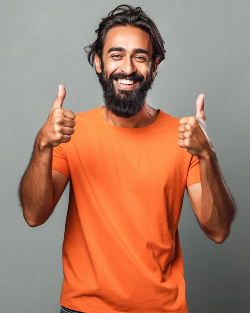 A man with a beard giving a thumbs up.