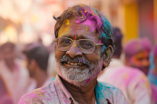 a man with a beard and glasses is smiling