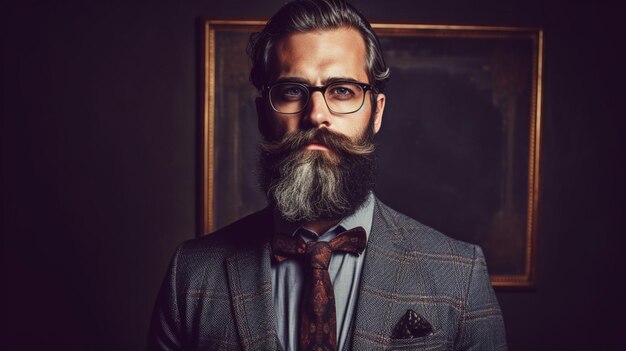 Foto un uomo con la barba e gli occhiali indossa una maglietta