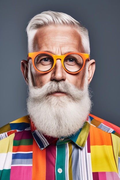 A man with a beard and glasses that say'i'm a man '