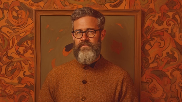 A man with a beard and glasses