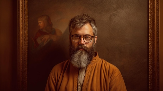 A man with a beard and glasses