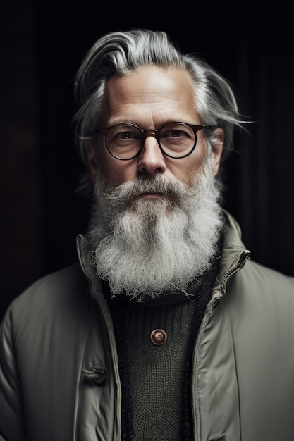 A man with a beard and glasses