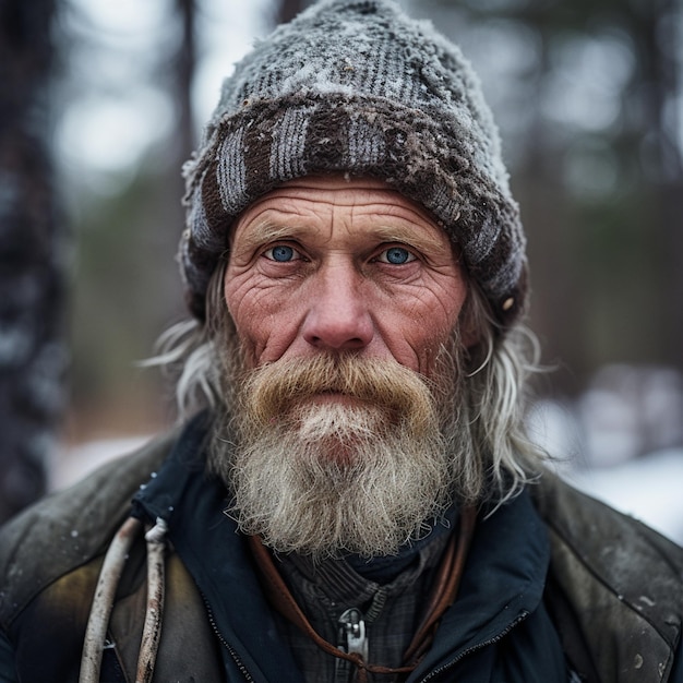 A man with a beard and hat and a hat with a long beard.