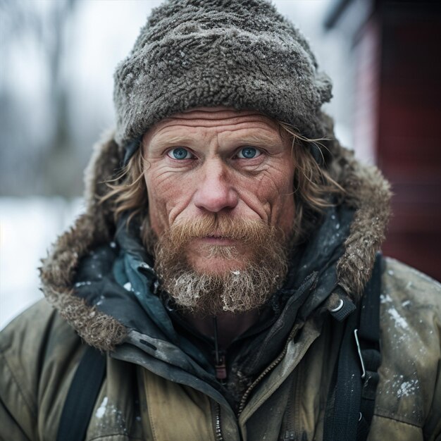 A man with a beard and a hat on