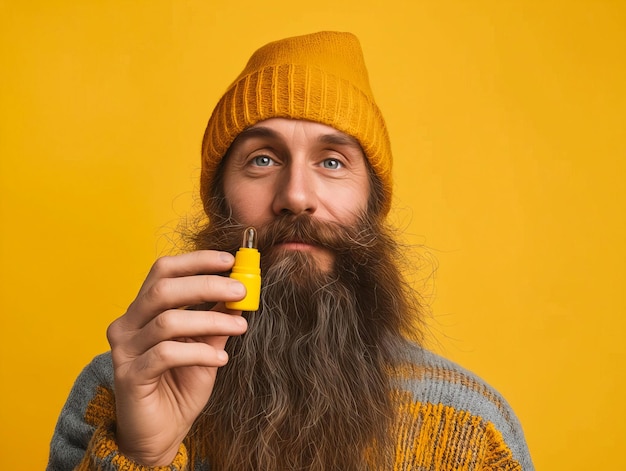 Фото Мужчина с бородой с желтой сигаретой