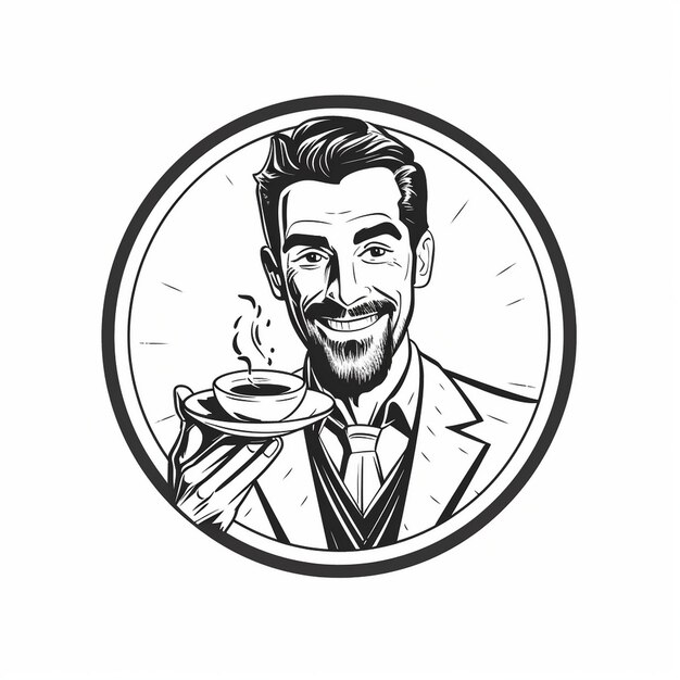 Foto un uomo con la barba tiene in mano una tazza di caffè.