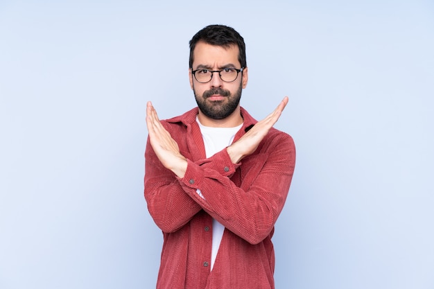 Man with beard over isolated wall