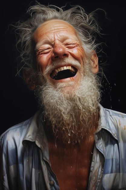 Photo a man with a beard laughing