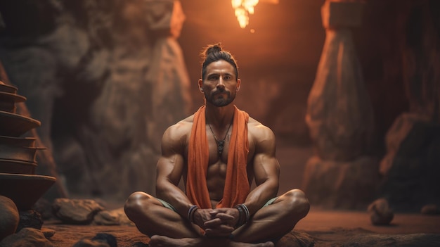 Man With Beard in Meditation Pose