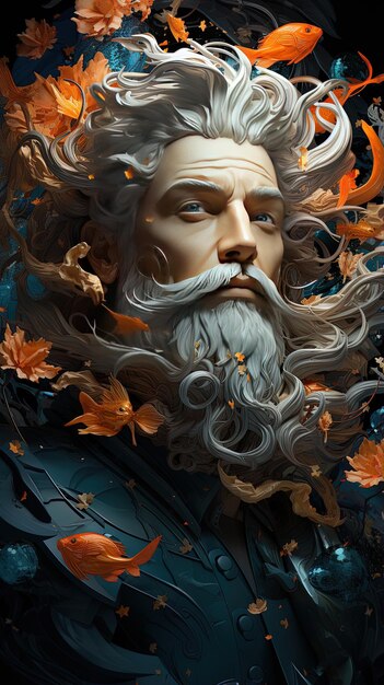 ひげとひげを持つ男性が葉で示されています