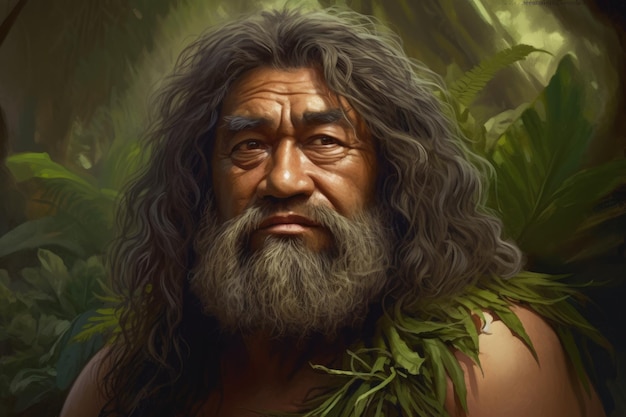 Foto un uomo con barba e baffi nella giungla