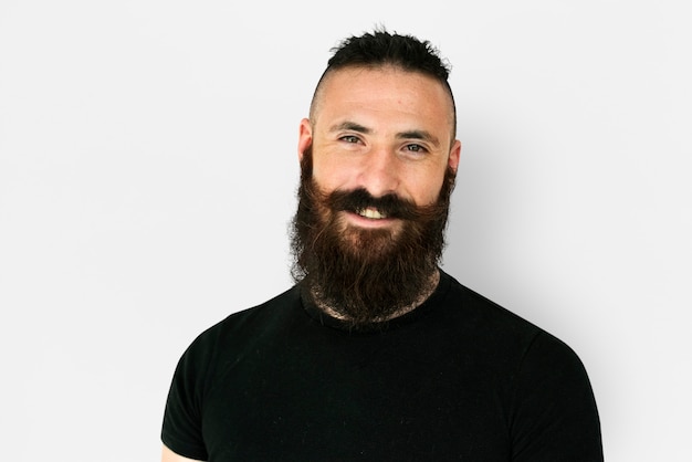 A man with beard and mustache in a studio shoot