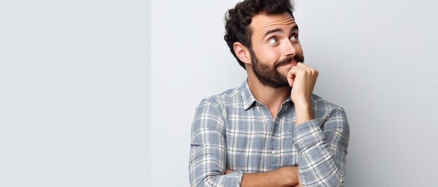 Foto un uomo con la barba e una camicia a quadri