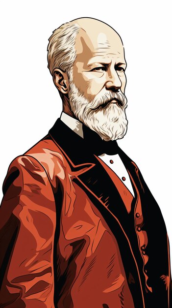 a man with a beard and a red jacket